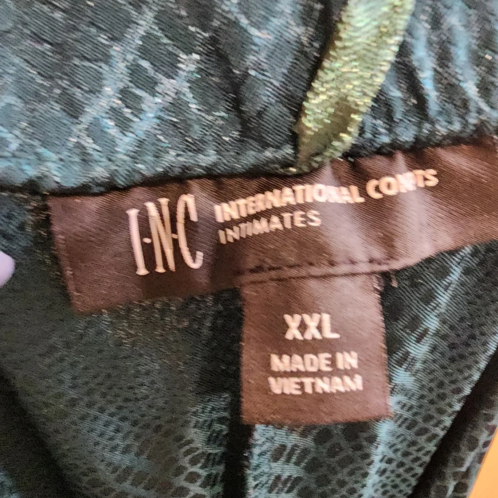 INC International Concepts Intimates Teal Satin Pajama Set XXL